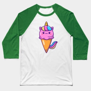 Cute Unicorn Ice Cream Baseball T-Shirt